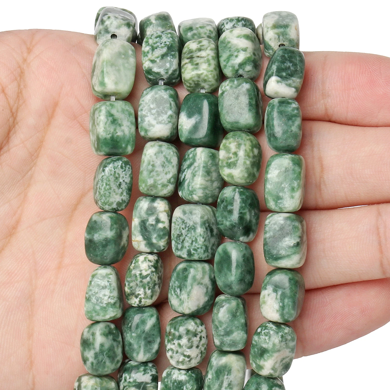 

Natural Stone Square Green Spot Jasper Beads Tube Shape Loose Beads For Jewelry Making DIY Bracelets Necklace Findings 8x12mm