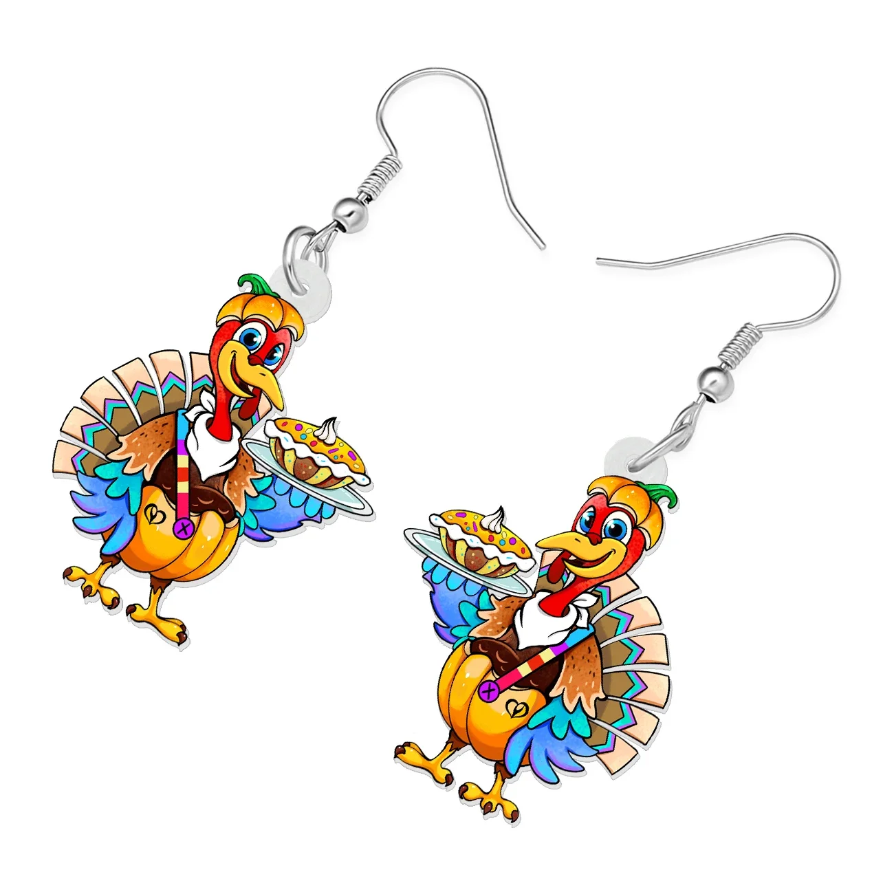 Акриловые серьги-подвески в виде тыквы индейки