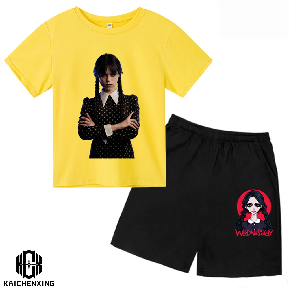 

Fashion Girls Wednesday Tshirt Summer Clothing Sets Kids Addams Women Sports T Shirt Sets Baby Children Outfits Pajamas