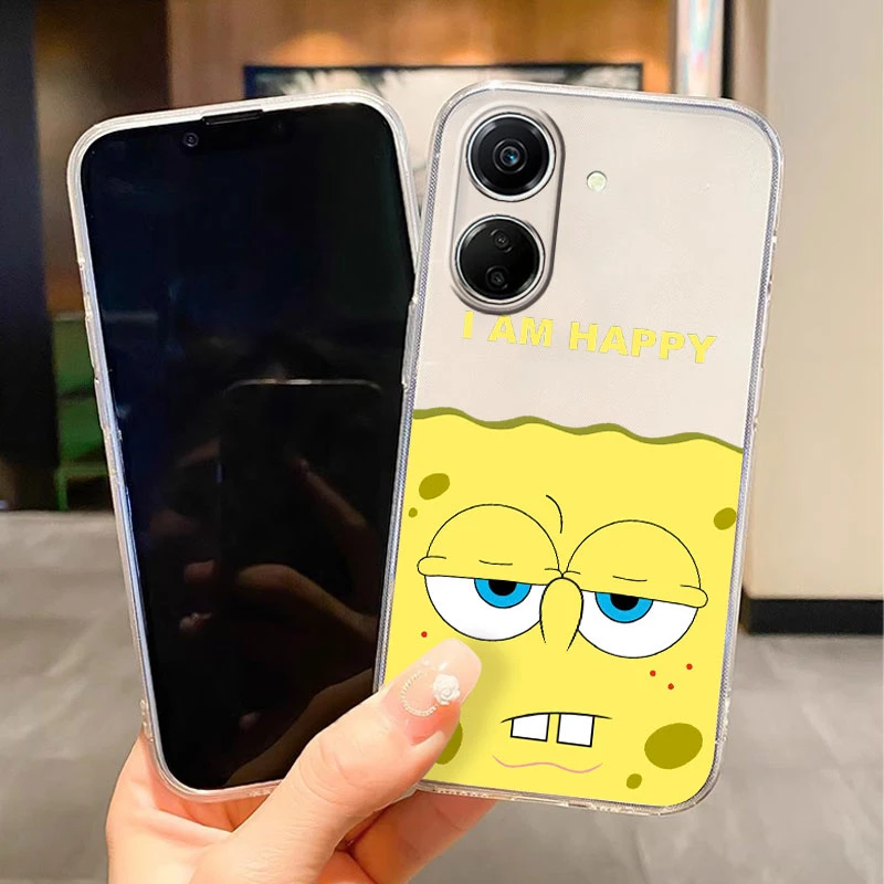Мягкий силиконовый прозрачный защитный чехол для Poco C65 губка-Боб-Патрик-звезда