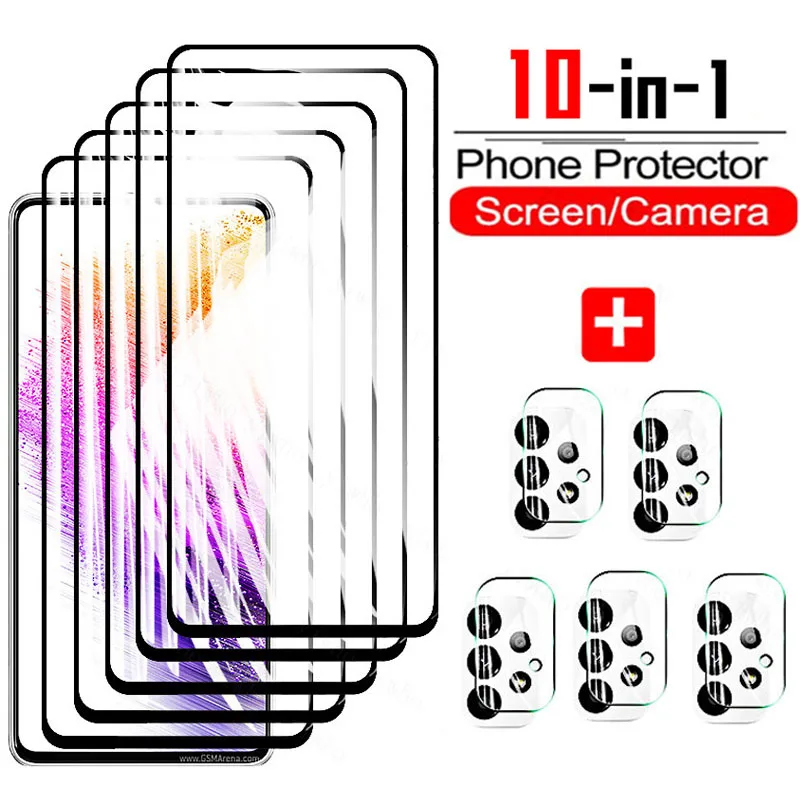 

10in1 Tempered Glass for Samsung Galaxy A73 A53 A23 A33 A13 5g Screen Protectors A 73 53 33 13 4g 5g Protective Camera Lens Glas