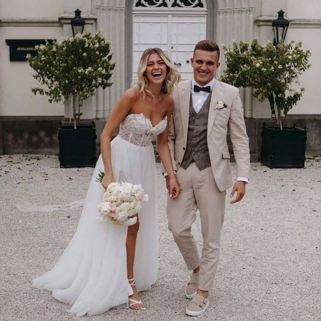 

Женское свадебное платье It's yiiya, белое кружевное платье в богемном стиле с разрезом сбоку на лето 2023