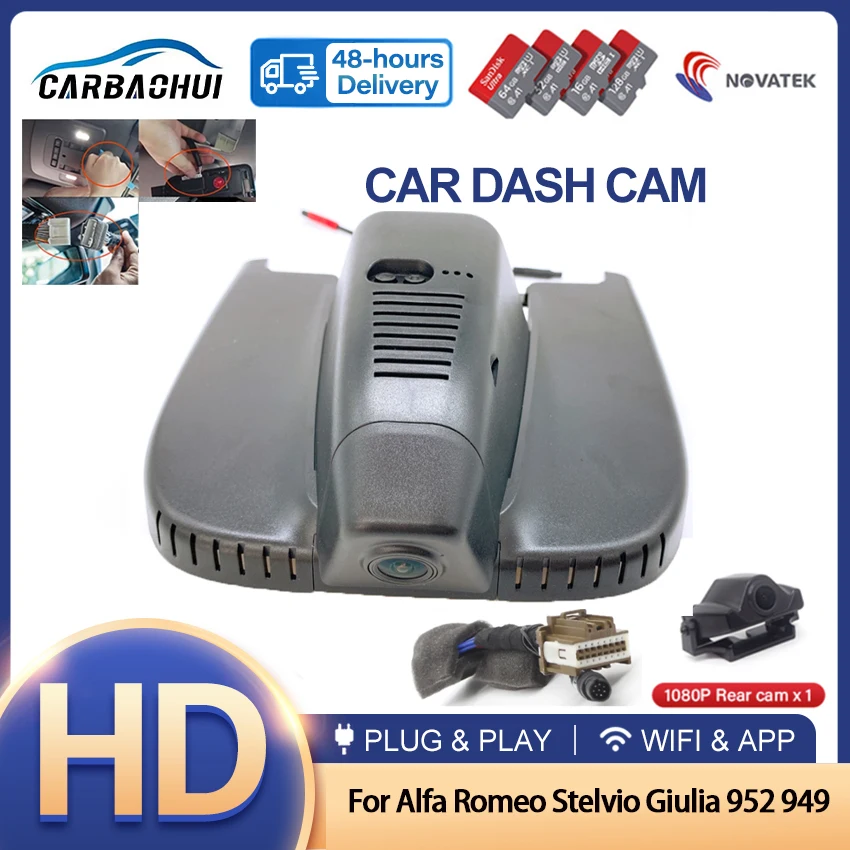 4K 2160P Easy to install Car DVR WIFI Video Recorder Dash Cam Camera For Alfa Romeo Stelvio Giulia 952 949 2014-2020 2021 2022