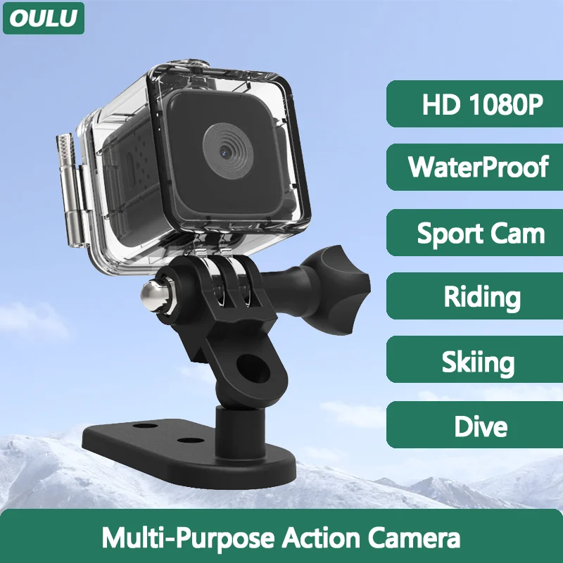 

OULU HD Outdoor Waterproof Sports Helmet Camera Portable Car Mini DV For Riding Skiing Diving Aerial Photo Security Monitoring