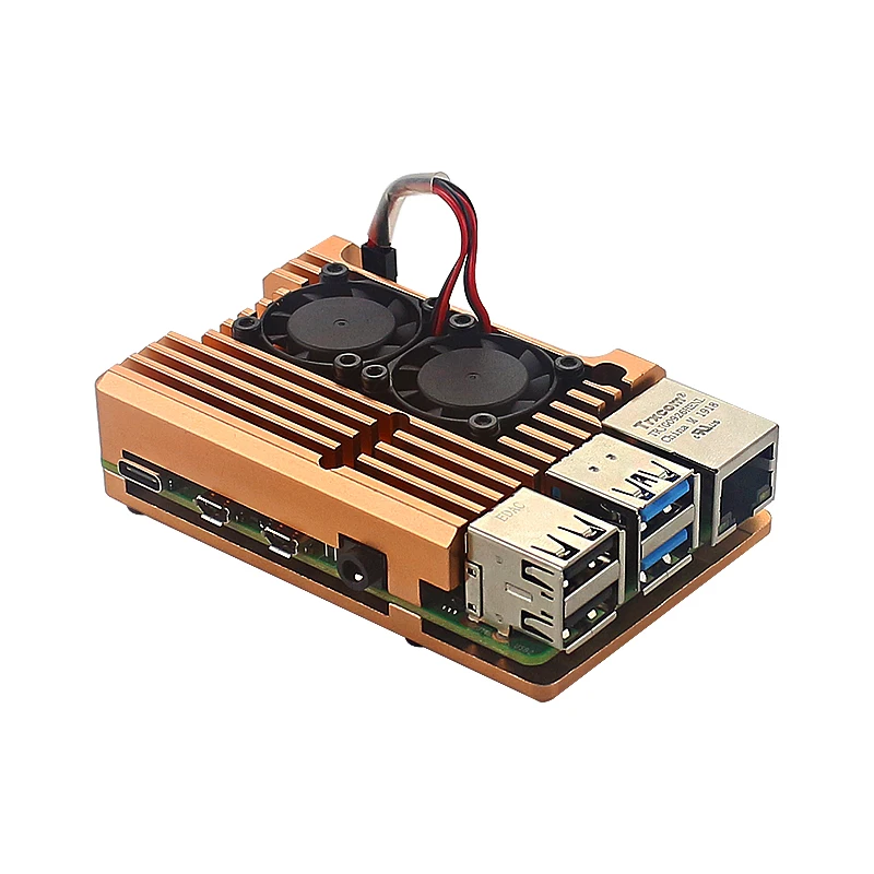 Чехол для Raspberry Pi 4 Model B с двойным охлаждающим мини-вентилятором Защитный корпус