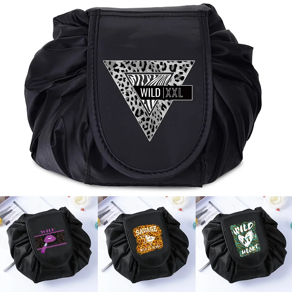 

Lazy Cosmetic Bag Suitable Trave Can Store Large-Capacity Drawstring Organizer Wild Print Makeup Bag Portable Cometic Case
