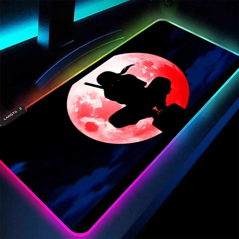Фото Большой коврик для мыши RGB 90x40 см, Naruto Itachi Uchiha Speed, для игроков в киберспорт, с подсветкой, для ноутбука, компьютера, клавиатуры, светодиодный коврик для мыши XXL №2