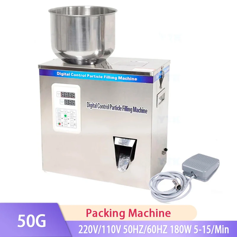 

220V 110V Automatic Granule Powder Filling Machine For Medlar Tea Bean Seed Particle Weighing Packing Machine 50G