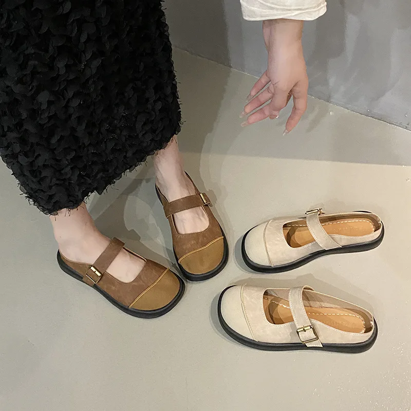 Туфли женские с закрытым носком сланцы лоферы мягкая обувь из искусственной кожи