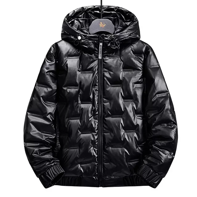 Warm Fashion Print Mens Slim Hooded White Black Down Coat Casual Down Jacket  2022 Winter New Boutique White Duck Down Thick