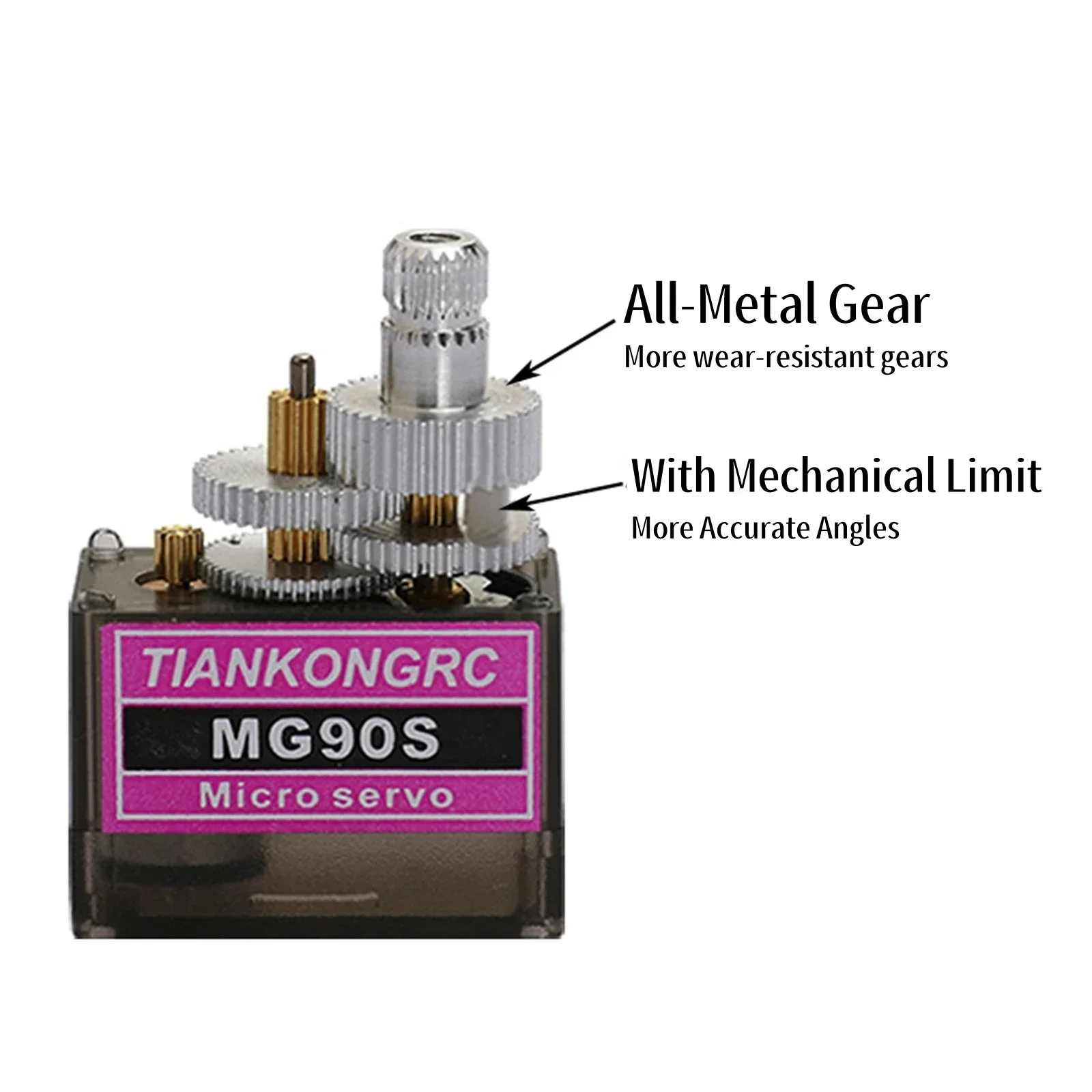 Микросерводвигатель MG90S 180 градусов цельнометаллический регулируемый угол