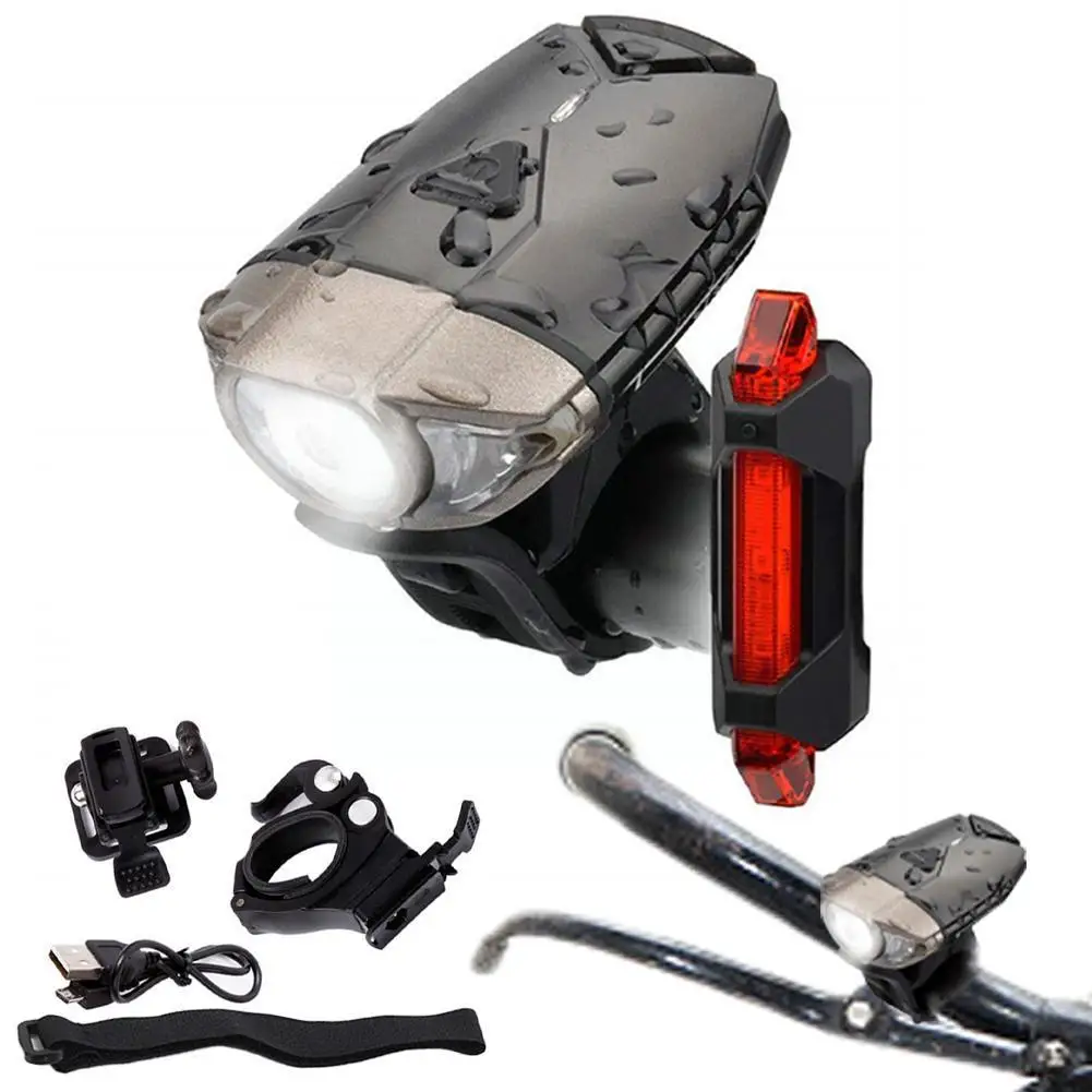 

Bike Front Bicycle Lights Rear Taillight Rechargeable Lamp Lantern Headlight Bicycle Flashlight Safety LED N7T6