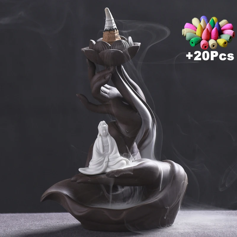Конусы для благовоний Будда Рука Водопад Обратный поток Lucky Deer Украшение Микро