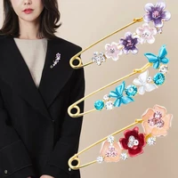 high end brooches for women flower brooch pin crystal rhinestones safety pins woman jewelry accessories hijab scarf clip buckles