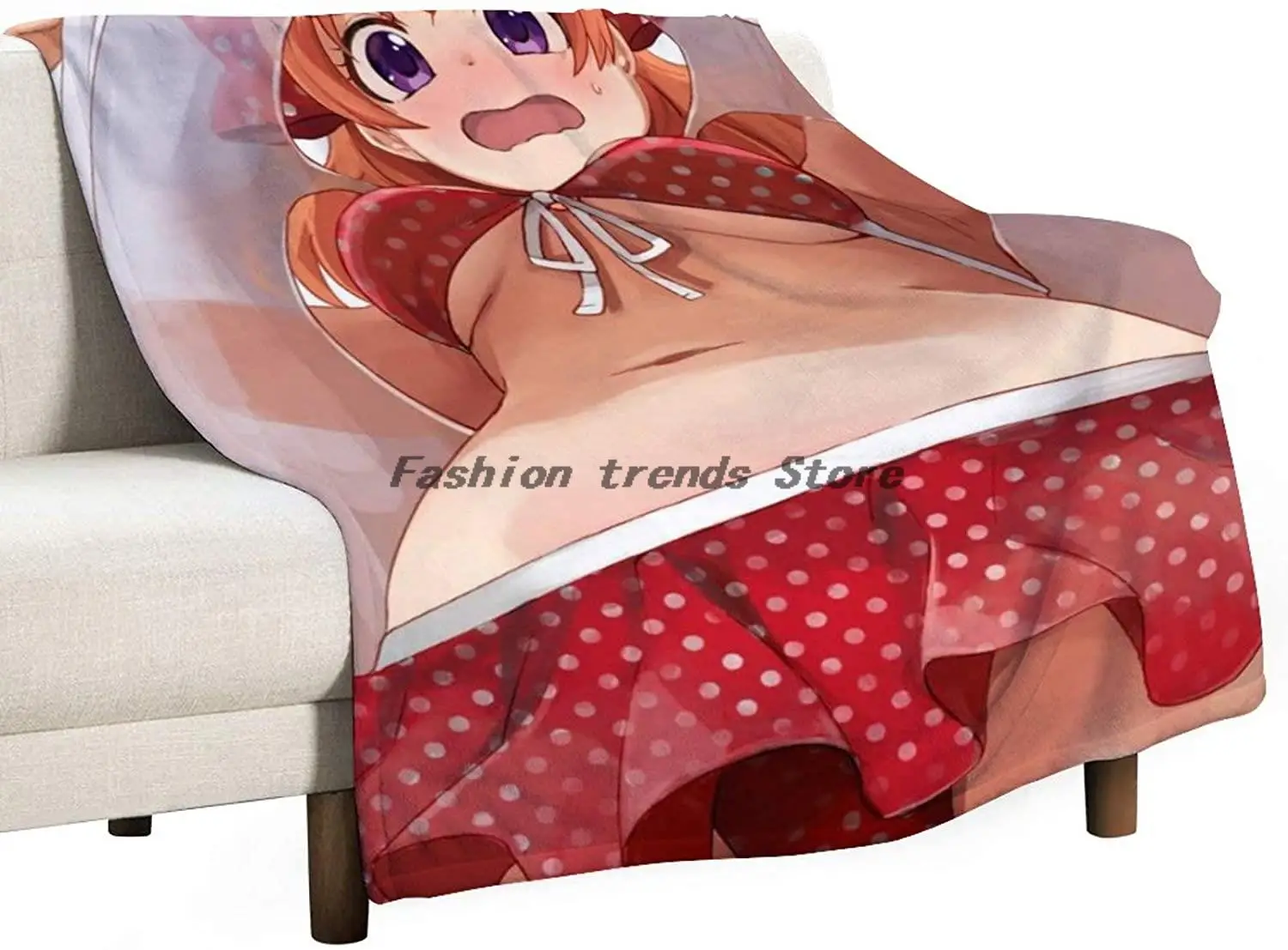 

3D Printed Blanket | Anime Cute Red Swimsuit Girl Cartoon Characters Blanket Quilt | Soft Plush Fleece Sherpa Throw Blanket