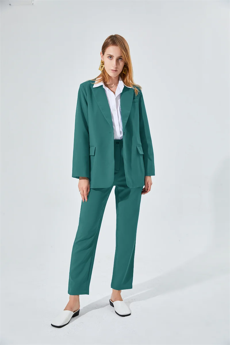Fashion women's suit two-piece suit OL single-breasted suit pleated trousers spring autumn winter suitable for office formal