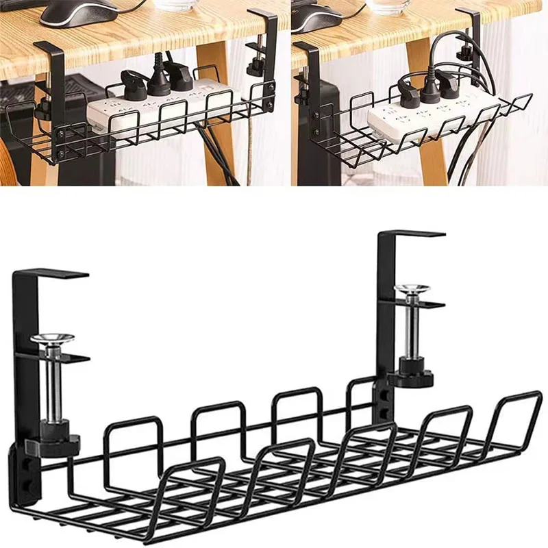 

Подставка под стол для хранения, лоток для управления кабелями, настольный держатель для гнезда, органайзер для проводов, предметы первой н...