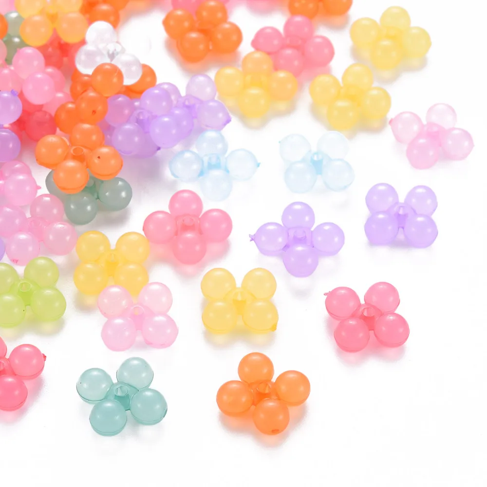 

200pc Transparent Acrylic Beads Dyed Ten Shape Mixed Color 13x13x5mm Hole: 1.5mm