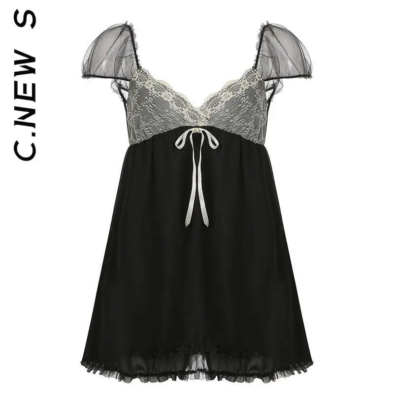 Женское шифоновое платье составного кроя с квадратным вырезом |