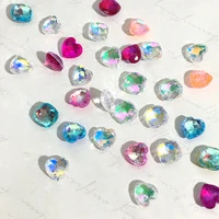 8mm witch phantom nail rhinestone 10pcbag crystal aurora double sided heart diamond charm pointed bottom fingertips accessories