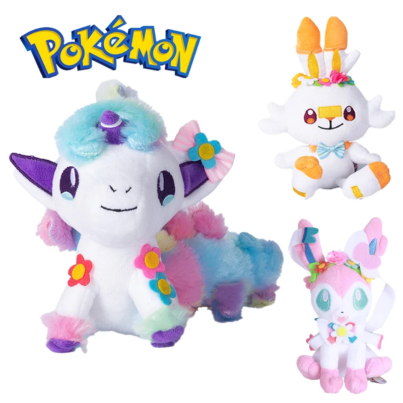 

Kawaii Pokemon Scorbunny Galarian Easter Fairy Ibrahimovic Rainbow Horse Wreath Ibei Plush Doll Pink Anime Kids Girls Gift
