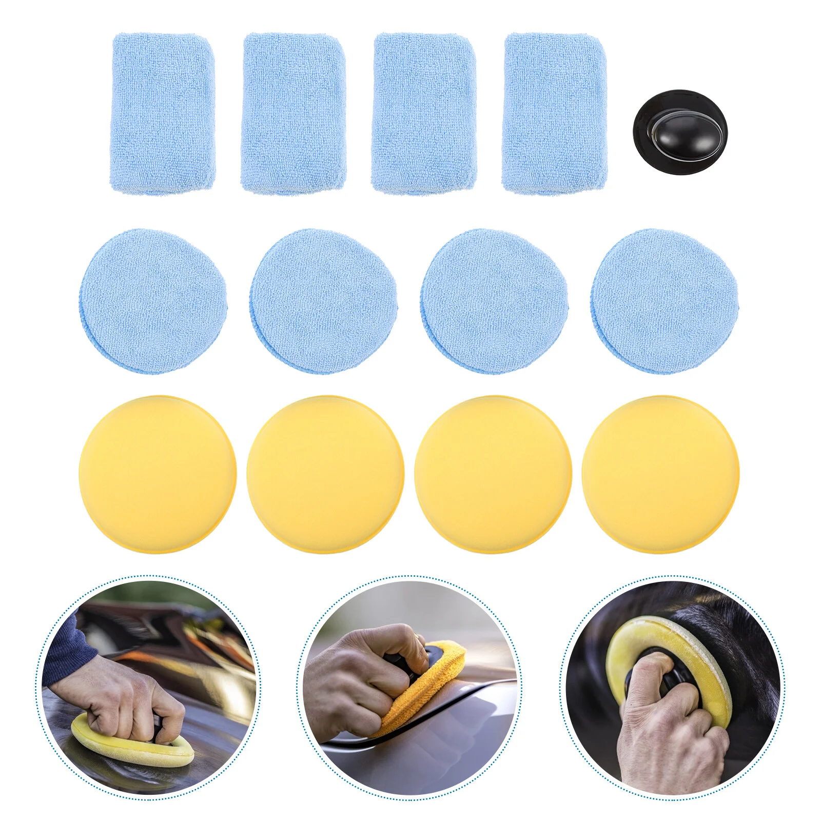 

13 Pcs Detergent Window Cleaning Tools Sponge Polisher Car Pad Microfiber Brush Polyester Waxing Block Personal