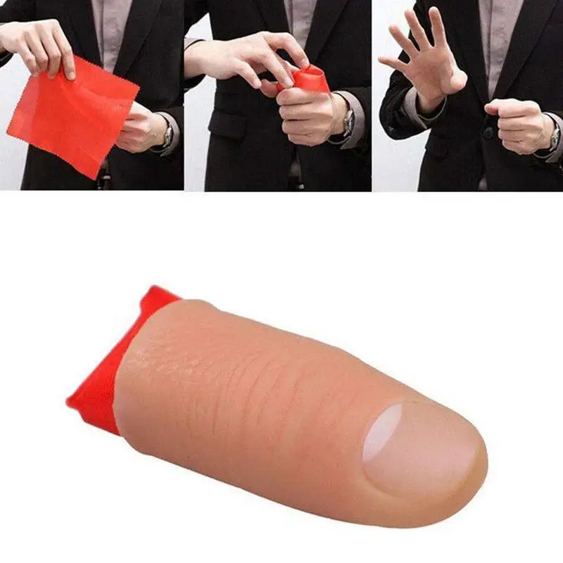 

2pcs Disappearing Silk Fake Thumb Tip Finger Magic Trick Reality Magician Close Up Stage Show Prop Prank Toy Red Silk Magic Prop