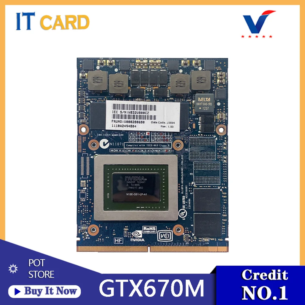 GTX670M GTX 670M GDDR5 3GB Graphics VGA Video Card N13E-GS-LP-A1 For Toshiba X875 X870 X775 X770 Test OK