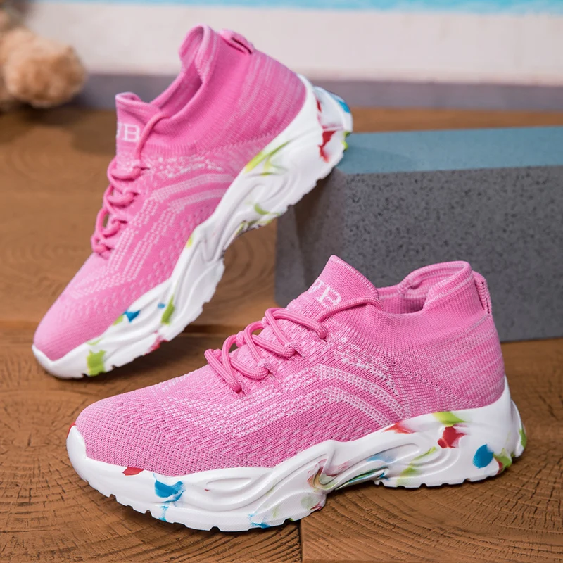 Кроссовки-носки женские повседневные дышащие вязаные легкие спортивные туфли