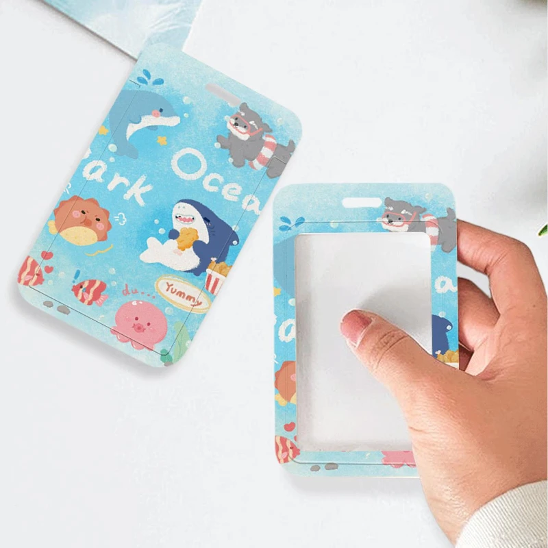 Сумка для бейджа кредитных карт с изображением акулы и кита держатель