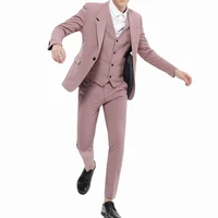 pink mens suits groom tuxedos groomsmen men suit wedding party suit costume homme best man wear 3 pieces suitjacketpantsvest