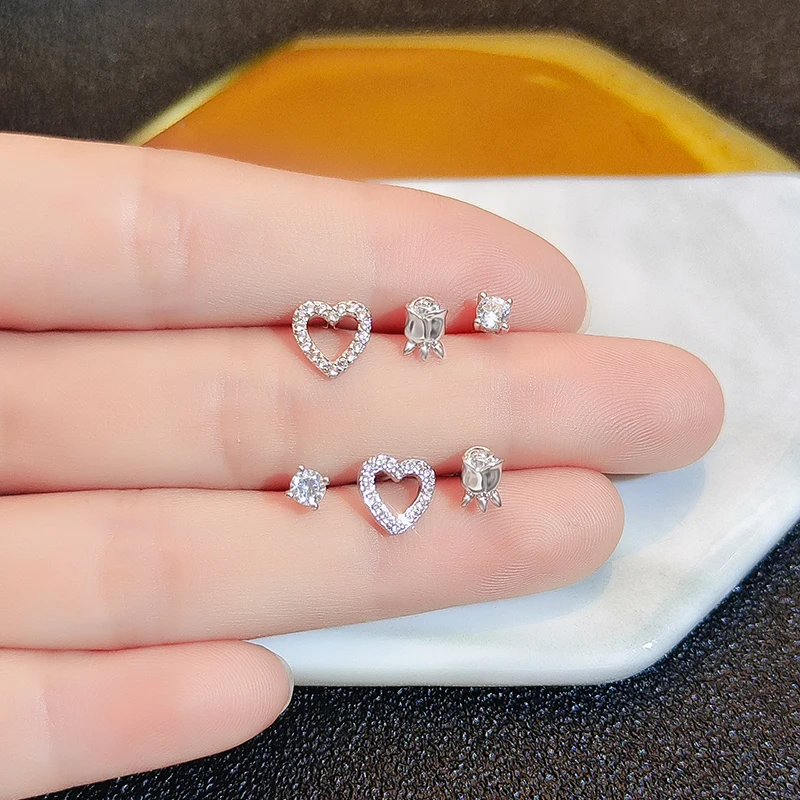 JDL Heart Earrings Set for Women Free Shipping Shiny Zircon Earrings Wedding Luxury Woman Earring Trending Products Best Selling