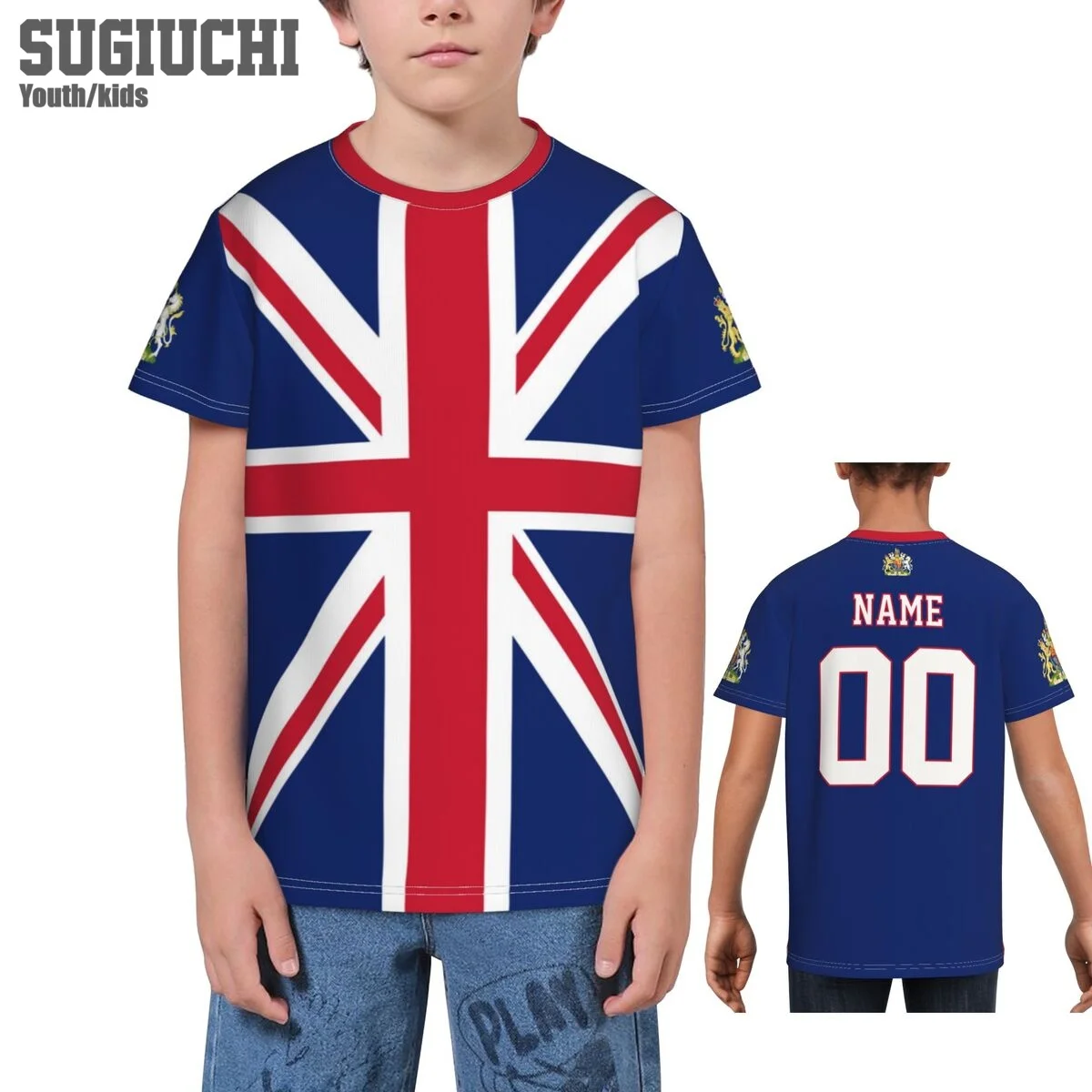 Пользовательское имя номер Великобритания флаг эмблема 3D футболки детские