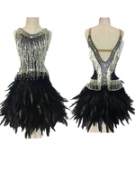 whynot dance feather tube beadcustomized latin samba dance competition dress party costume for girl or women fast free shipping