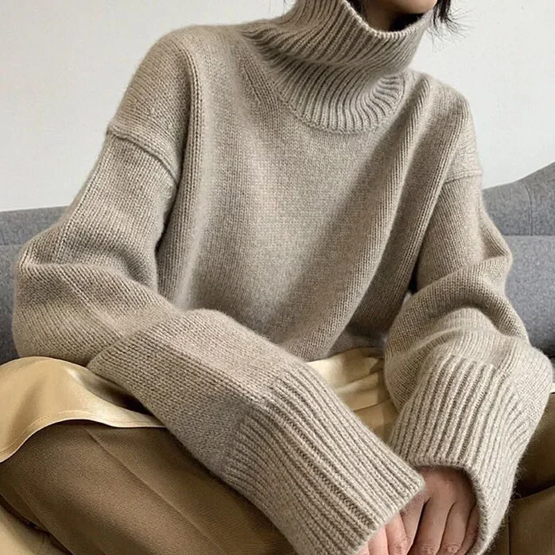 

Autumn Thick Turtleneck Sweater Women Loose Casual Pullover Women Winter Vinatge Cashmere Sweater Tops Jumper Truien Dames 23524