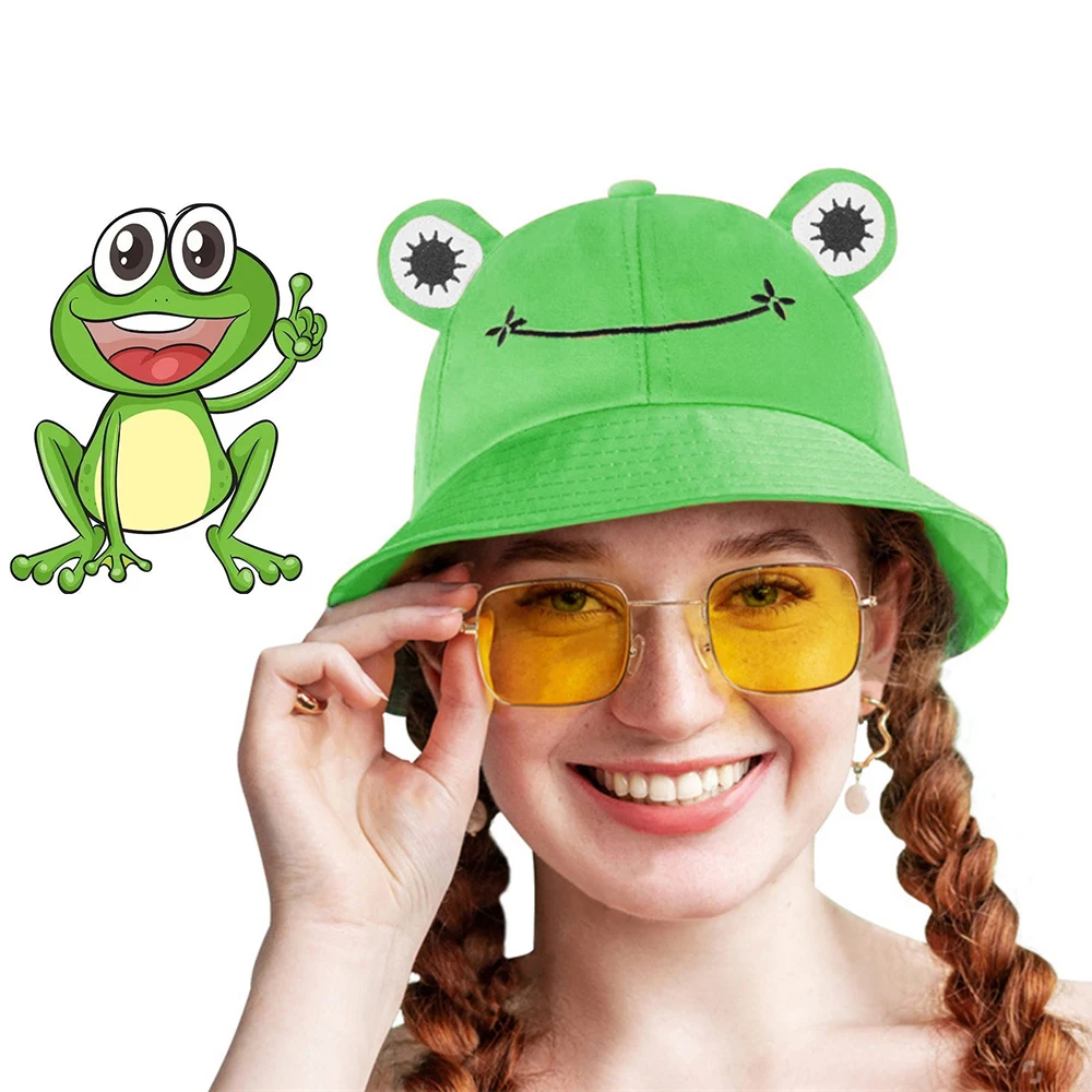

Cute Cartoon Frog Bucket Hat for Women Summer Spring Plain Female Panama Beach Fisherman Cap Outdoor Girls Sunhat Bob Grenouille