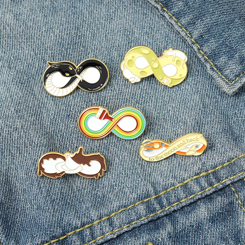 

Cartoon Infinity Enamel Pins Snake Coffee Rainbow Brooches For Women Fashion Lapel Pin Backpacks Badge Jewelry Gift Wholesale