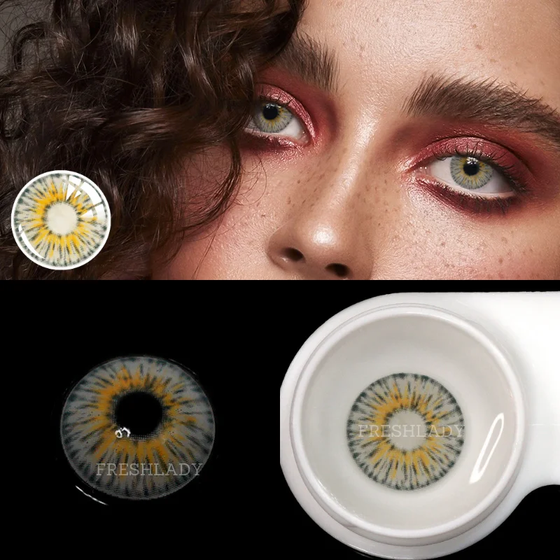 freshlady official natural contact color lens 1pair smooth soft colored lenses beauty makeup yearly big eye beautiful pupils free global shipping