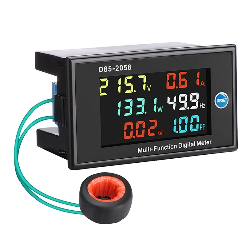 

AC Digital Multimeter, 40-300V 100A 110V/220V Voltage Current Power Factor Frequency Electric Energy Monitor