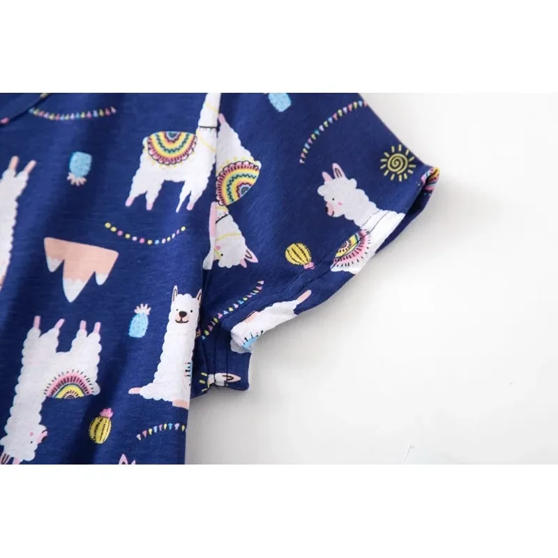 Летнее женское повседневное платье для сна с героями мультфильмов хлопковая