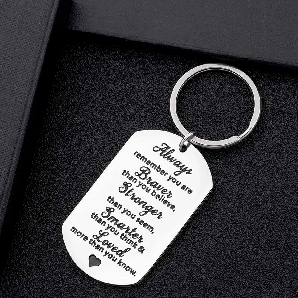 

Metal Keychain Keyring Graduation Gifts for Teen Girls Boys Son Daughter Engraved Key chain Always Remember You Are Braver