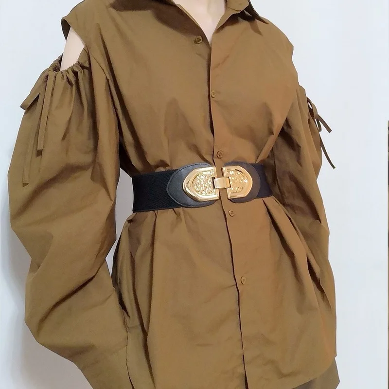 

Эластичный женский ремень, декоративный пояс с высокой эластичностью, с пряжкой, для рубашки, Джокера на одно плечо, модный, Осенний