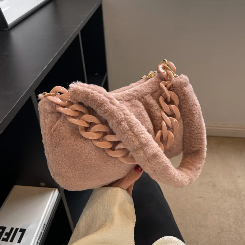Soft Plush Women Handbags Pluffy Crossbody Bags Warm Winter Big Shopper Purses