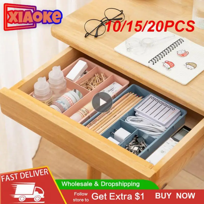 

Desk Drawer Organizer Stackable Multi-cell Desktop Storage Bin Tray Multi-Purpose Divider Container For Household Office Home