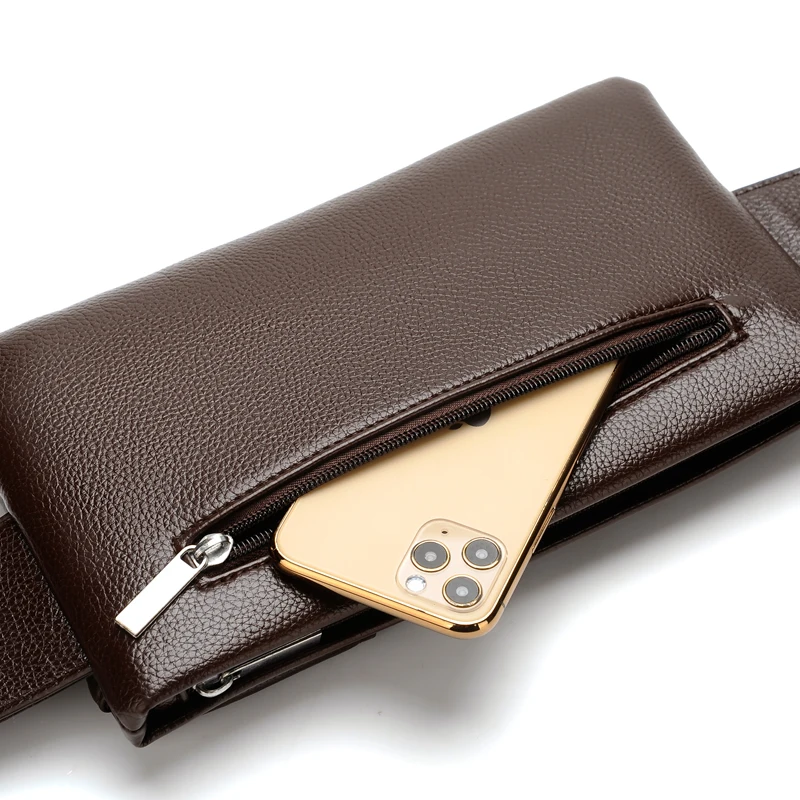 WEIXIER Mens Waist Bag Fashion PU Leather Male Fanny Pack Multifunctional Outdoor Belt Pouch Man Chest Bags For Phone And Wallet