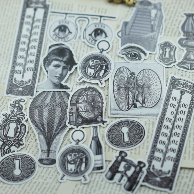 

Черно-белые старые предметы для девочек, винтажная наклейка s DIY нежелательный журнал, скрапбукинг, фото, фотоаксессуары, декоративная накле...