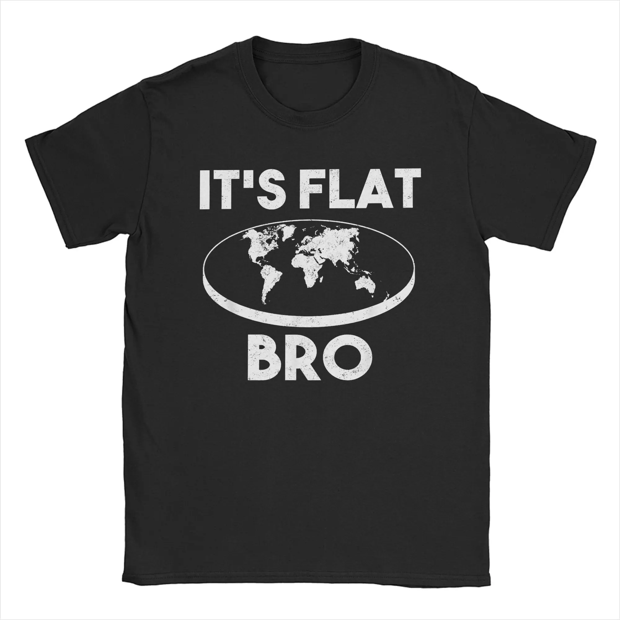 Мужская футболка с коротким рукавом It's Flat Bro забавные крутые футболки круглым