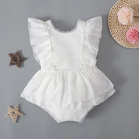 newborn baby girl bodysuit infant lace ruffled sleeve romper backless tutu dress jumpsuit toddler clothing white kid outfit a482