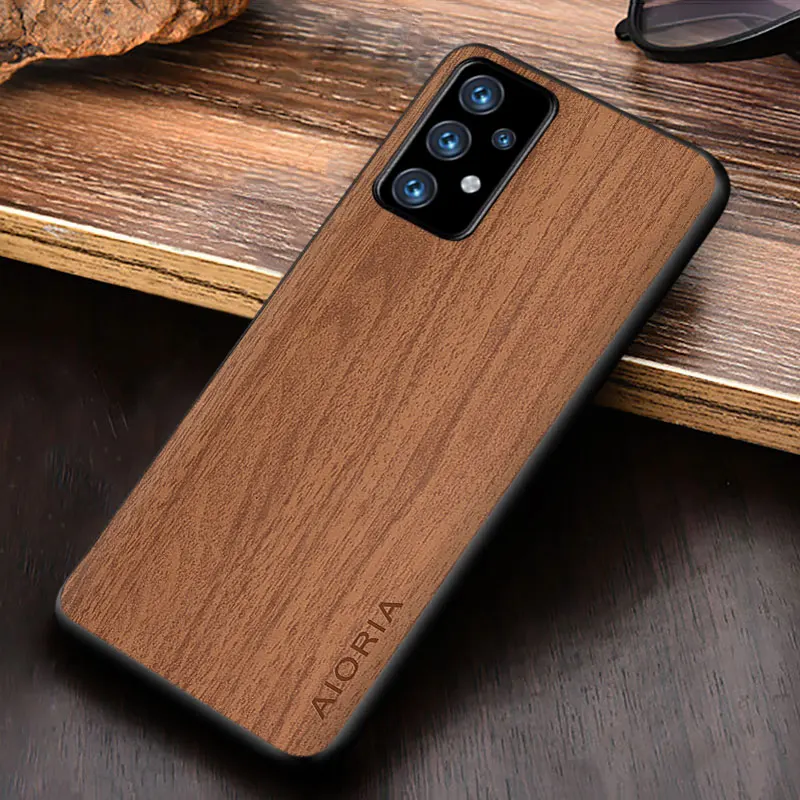 

WoodLike case for Samsung Galaxy A32 4G 5G A52 5G A72 5G A12 A5 2017 soft TPU Hard PC with PU leather skin covers coque fundas