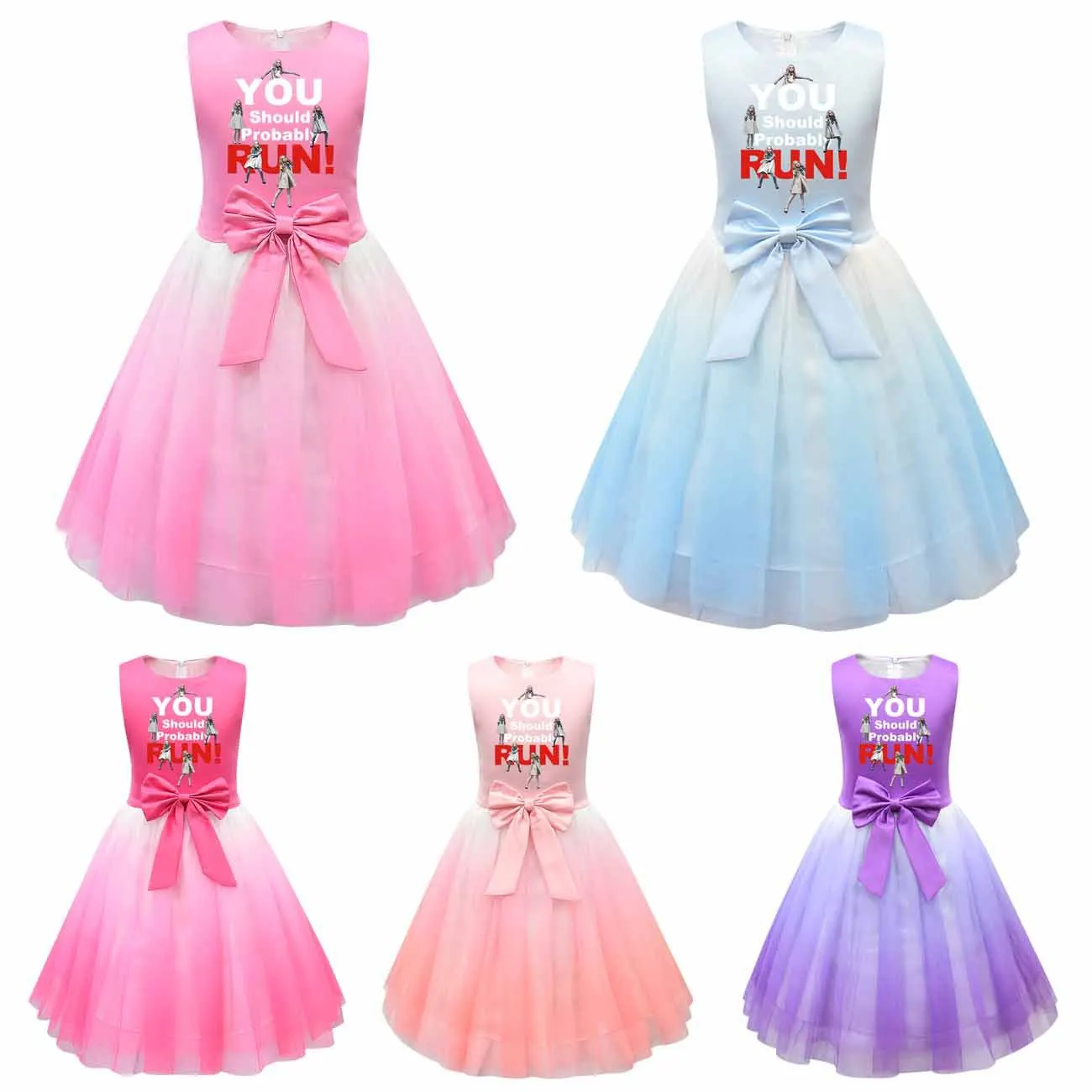 

2023 Megan Girls Skirt Kids Clothes Cartoon Megan's Movie Princess Dress Summer Bow Printed Baby Children Birthday Clothing